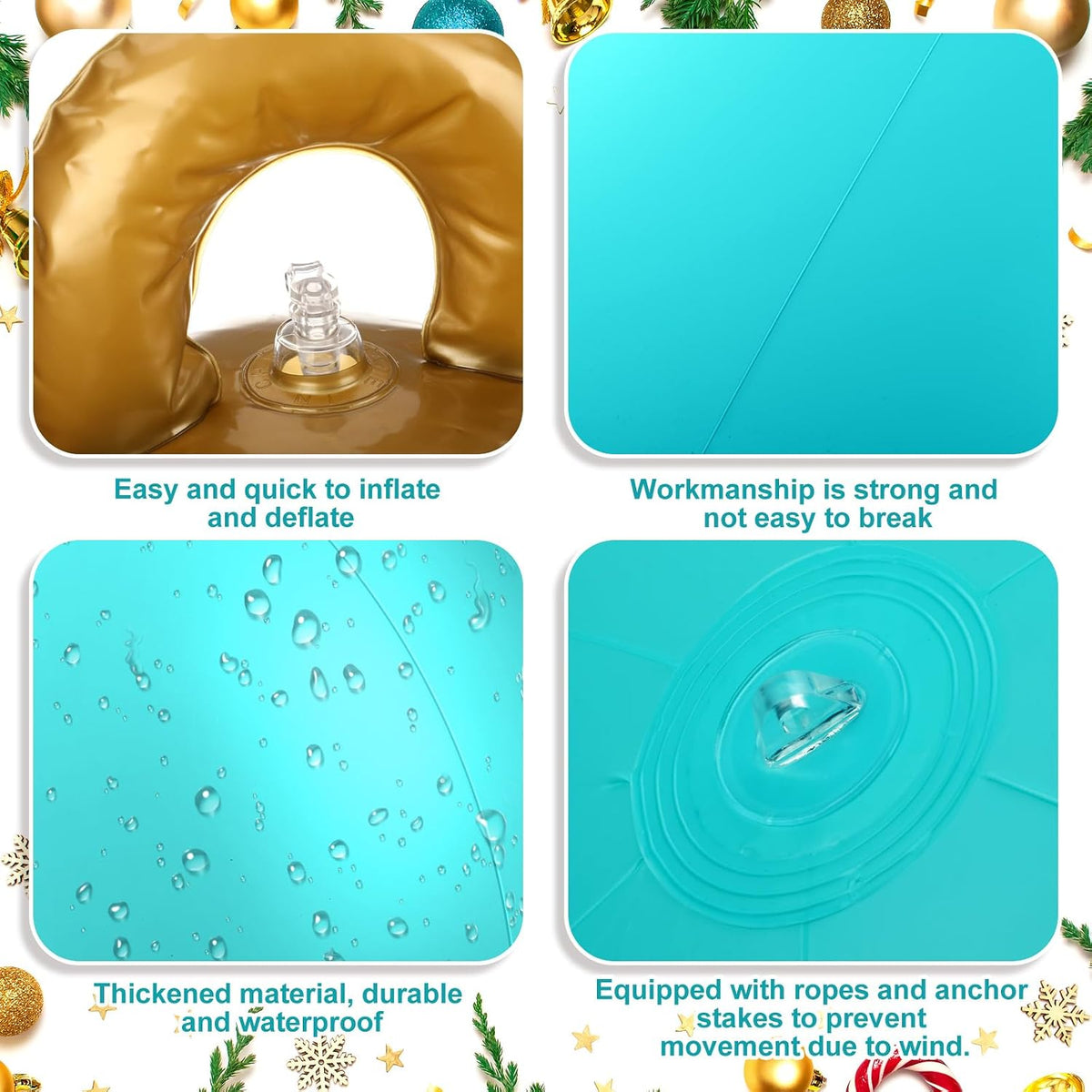 jetec 4 pcs giant inflatable christmas ball, solid, close-up detail