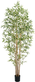 Artificial Bamboo Tree, Fake Bamboo Plant 6FT Tall with 6 Natural Real Bamboo Trunks, Artificial Tree Indoor Decor Faux Silk Tree for Home Office Living Room Modern Decor