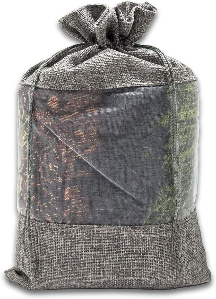 jute burlap & sheer organza gift bags w. shown in use