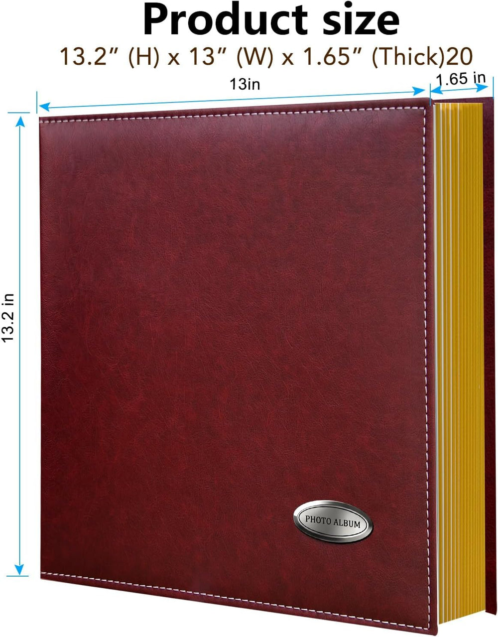 Zoview Wine Red Large Self-Adhesive Photo Album, PU Leather Cover