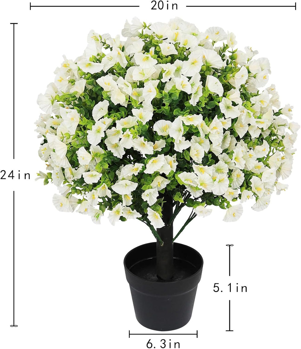 24" Artificial Potted Plants Outdoor, Faux Flowers UV Resistant