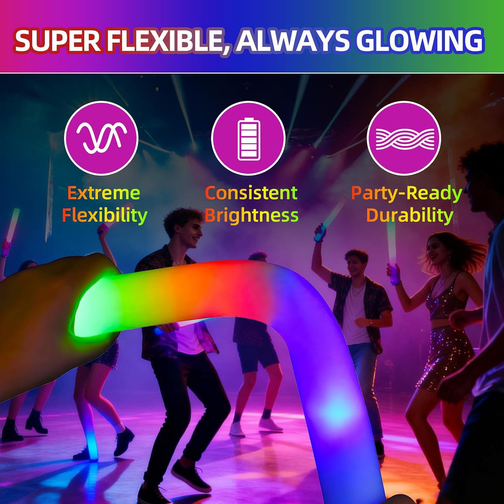 118 Pack Foam Glow Sticks Bulk Party Pack,Party Favors Supplies,3 Flashing Mo...