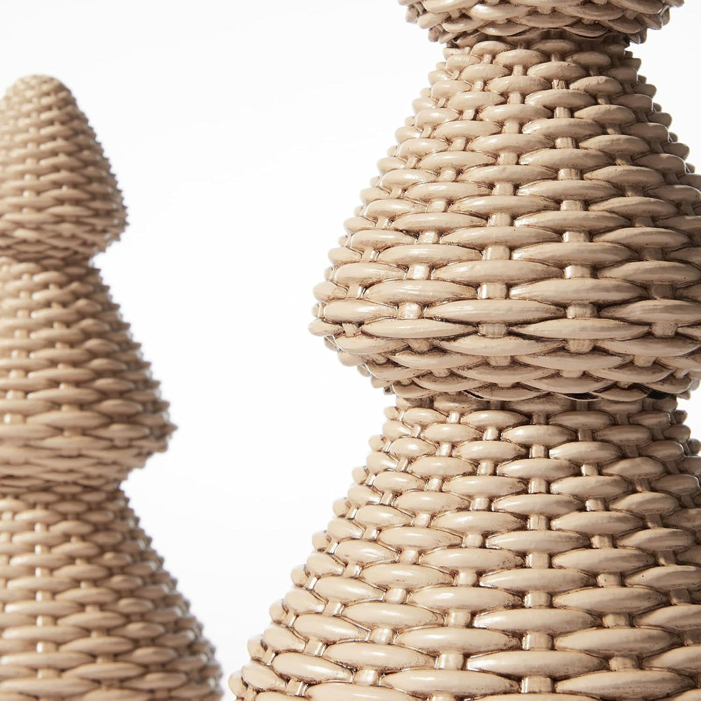 dn deconation brown christmas tree figurines, natural rattan, package contents