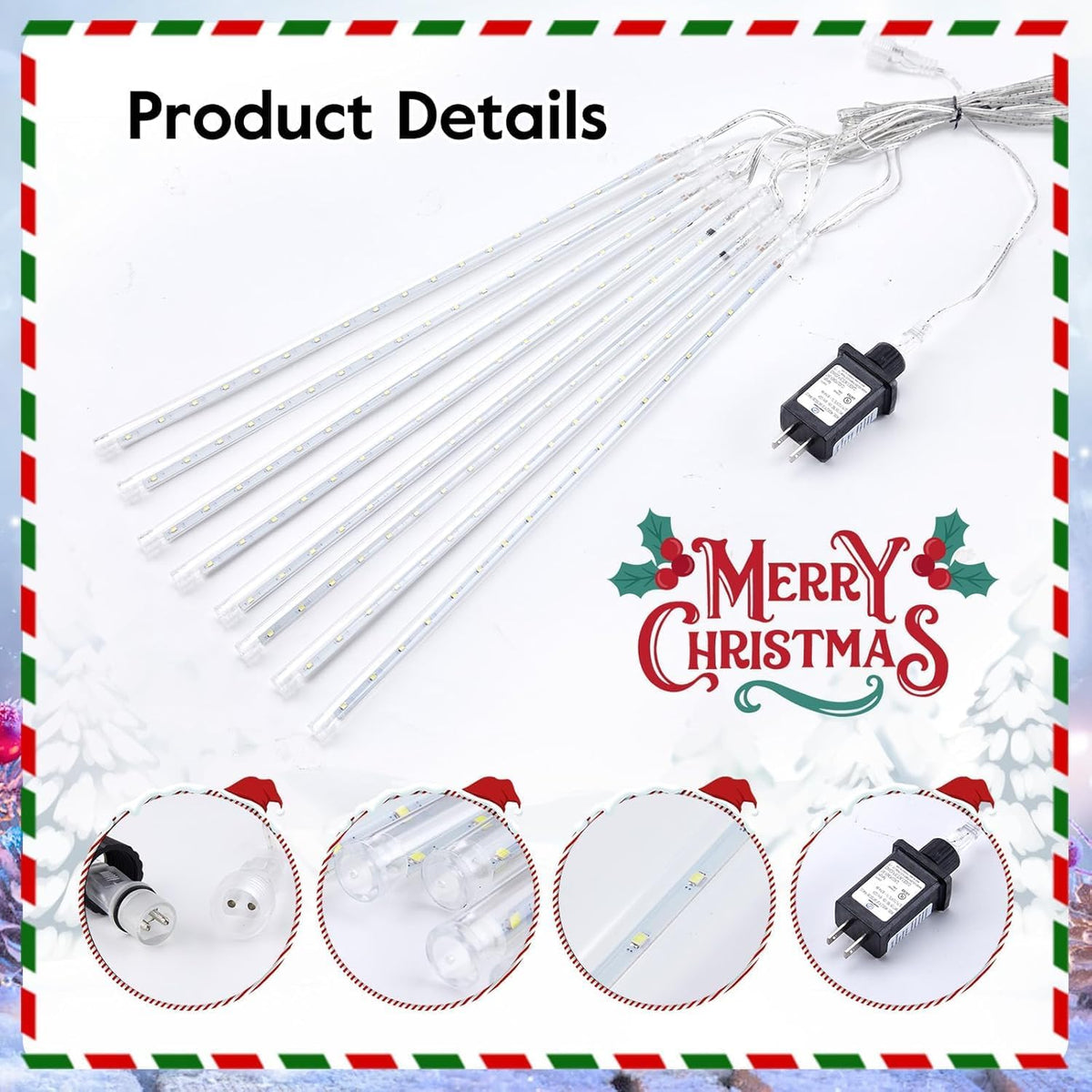 Minetom Meteor Shower Lights Outdoor, 16 Inch 2 Pack Total 16 Tube