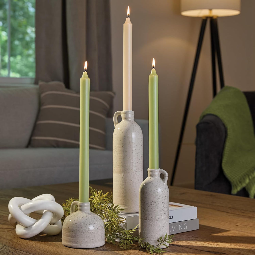 Root Candles 12-Count Unscented Dinner Candles Dripless Beeswax Enhanced Timberline™ Arista™ Boxed Candle Set, 9-Inch, Ivory