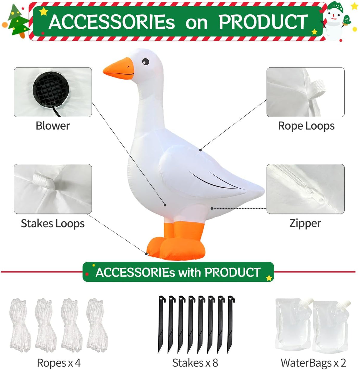 domkom 6ft goose inflatables christmas spring, farm ranch, package contents