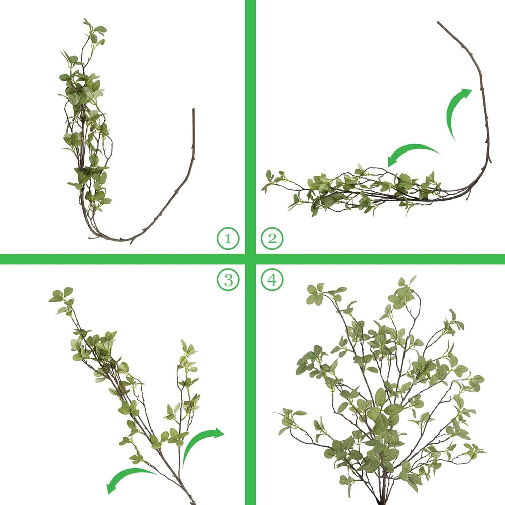 6 pcs Artificial Greenery Stems, 41.3’’ Tall Fake Plants Branches Faux Greene...
