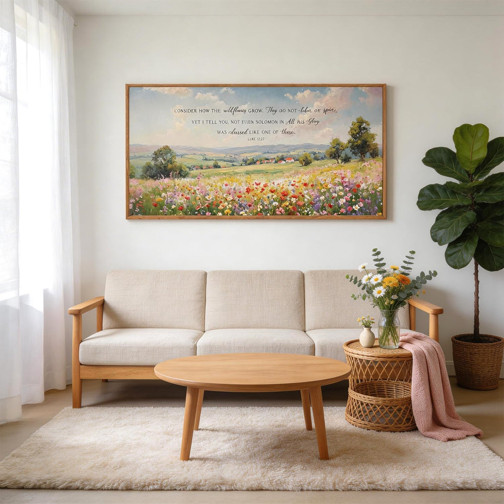 CHDITB Luke 12:27 Consider How The Wildflowers Grow Wall Art 40x20 Inch