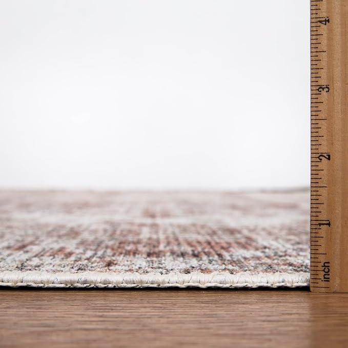 Bloom Rugs Washable Non-Slip 5' x 7' Rug - Ivory/Blush Traditional Area Rug for Living Room, Bedroom, Dining Room, and Kitchen - Exact Size: 5' x 7'
