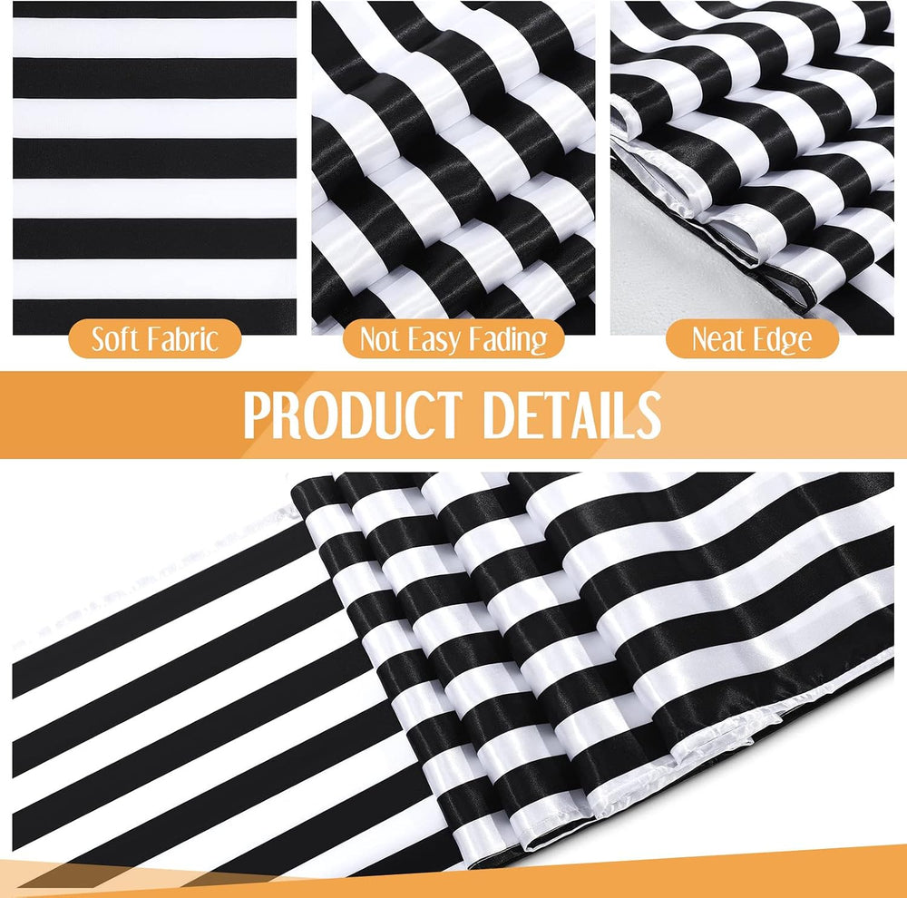 Breling 12 Pack Black and White Striped Table Runner, 12 x 108 Inches