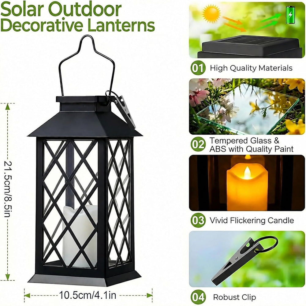 Yowin 2 Pack 9" Solar Lanterns Outdoor Waterproof with Flickering Candle
