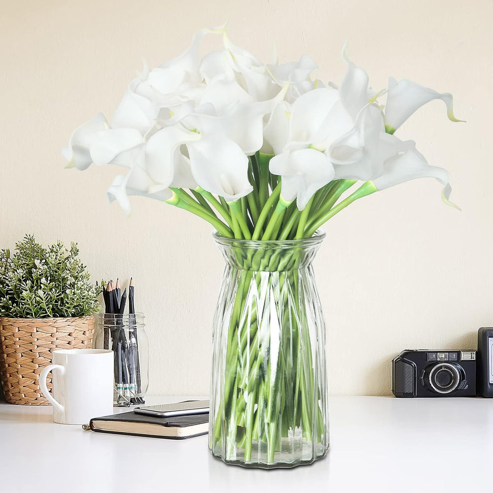 Janinka 60 Pcs Calla Lily Faux Flowers, 14 Inch Bulk,White