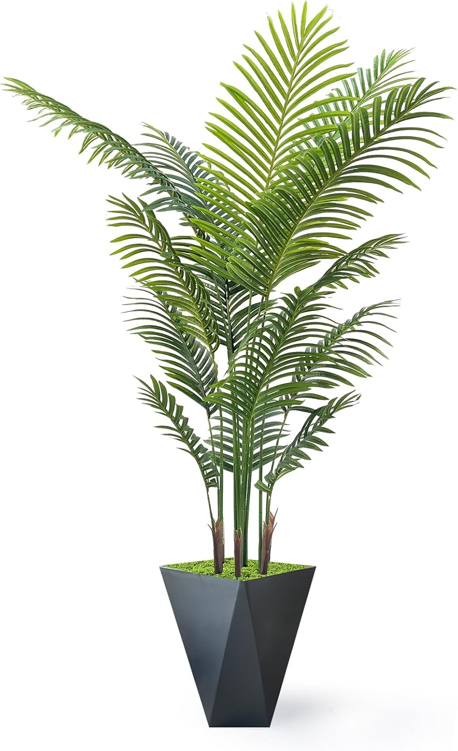 Artificial Palm Trees 6FT Tall Fake Palm Tree Indoor,Faux Tropical Areca Floor Plant with Black Planter, Fake Silk Plants in Pot for Home Office Living Room Bedroom Decor