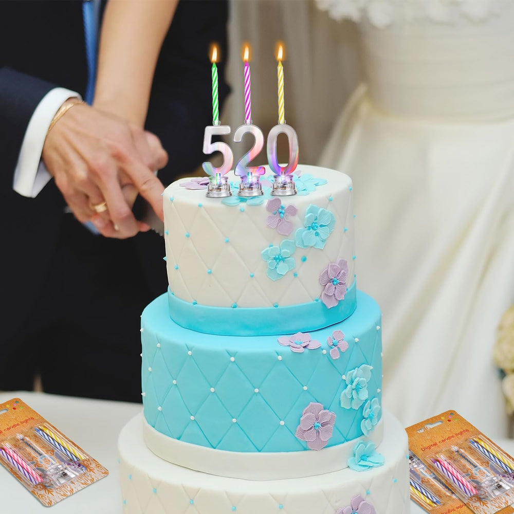Boao 50 Pcs Birthday Number Candle Set LED Birthday Number Candles