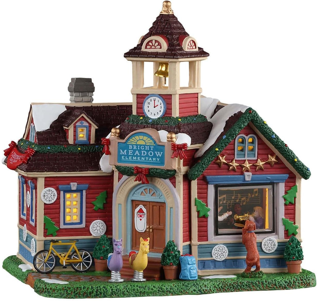 Lemax Bright Meadow Elementary School #15766 - Wood & Plastic Sculpture - Whimsical - Multicolored - Christmas