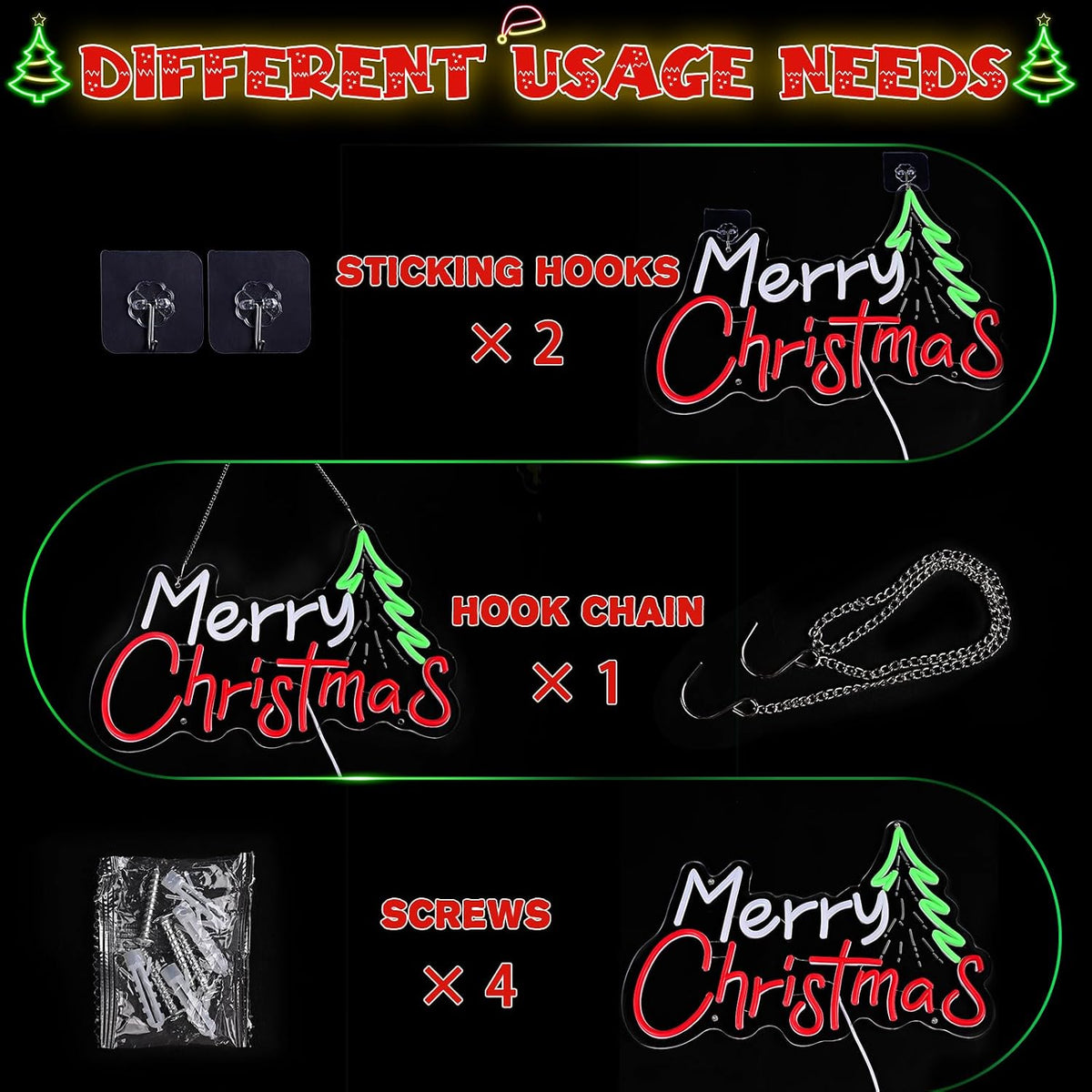 framics merry christmas neon sign for wall decor-10 showing dimensions