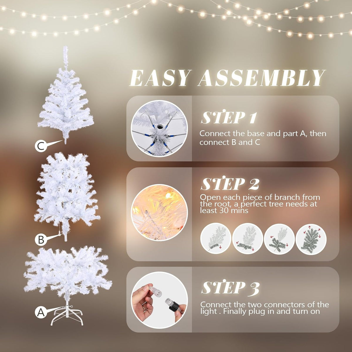vingli 6 ft pre lit pencil white christmas on a desk or shelf