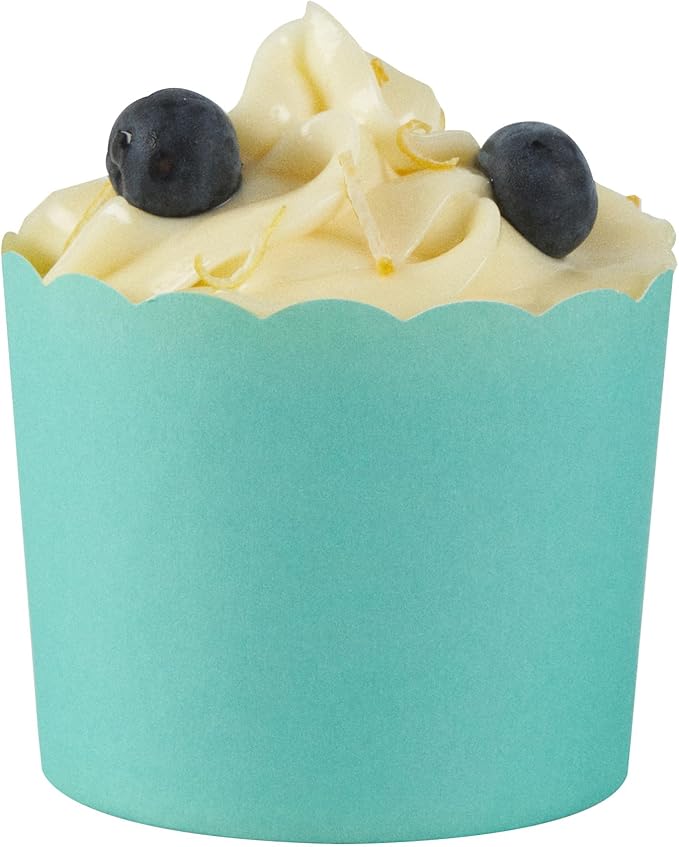 Panificio 6 Ounce Cupcake Wrappers, 200 Scalloped Baking Cups - Oven-Ready, Greaseproof, Turquoise Paper Cupcake Liners, Disposable, For Birthdays, Baby Showers, Or Weddings - Restaurantware (200 Pack)