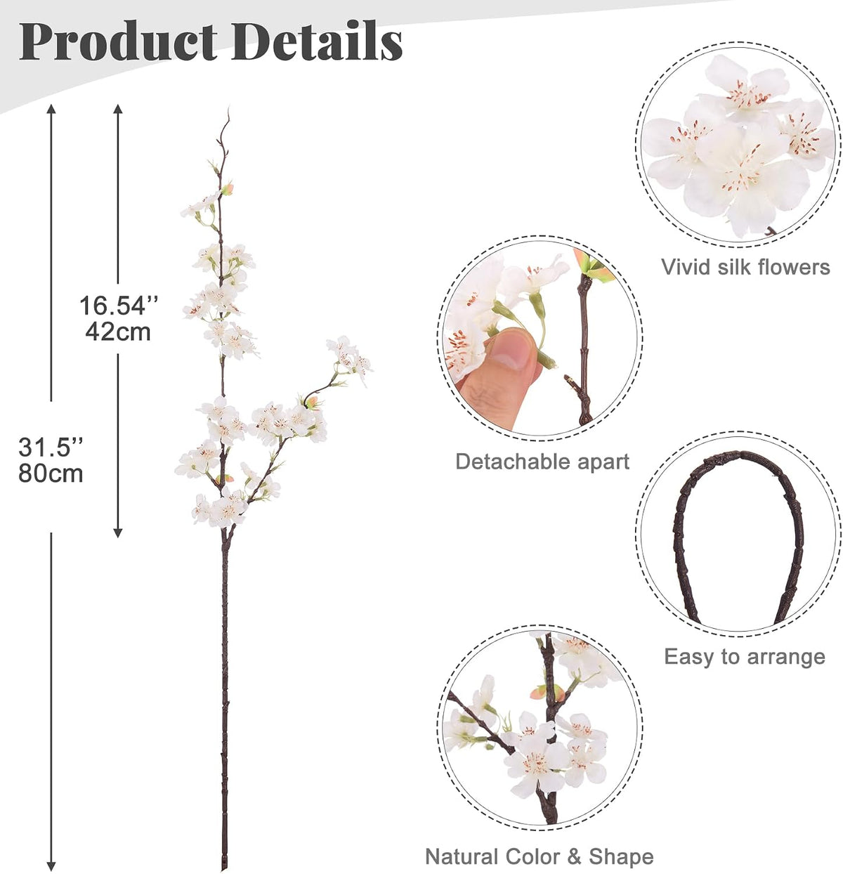 INXUGAO Artificial Cherry Blossom Branches Decor 6 PCS Fake Flowers Indoor