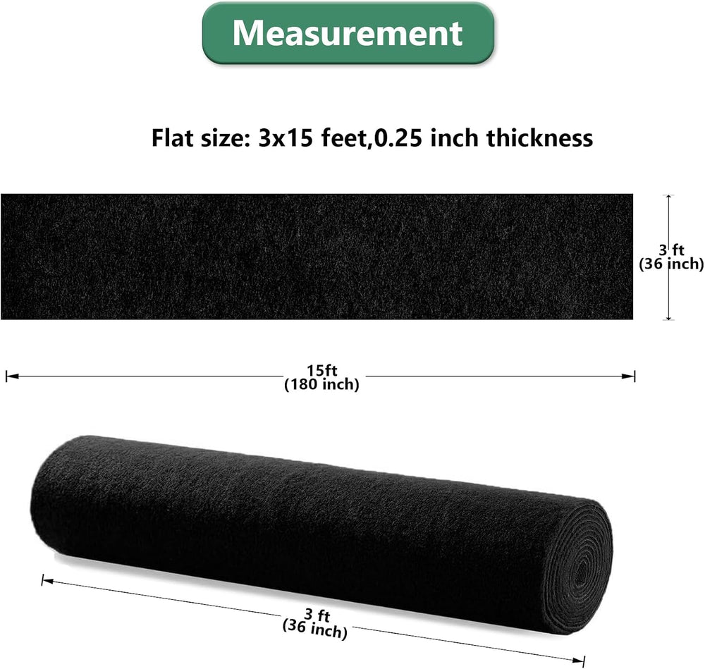 Black Carpet Runner Rug for Party and Event, Non-Slip TPR Rubber Backed Aisle...