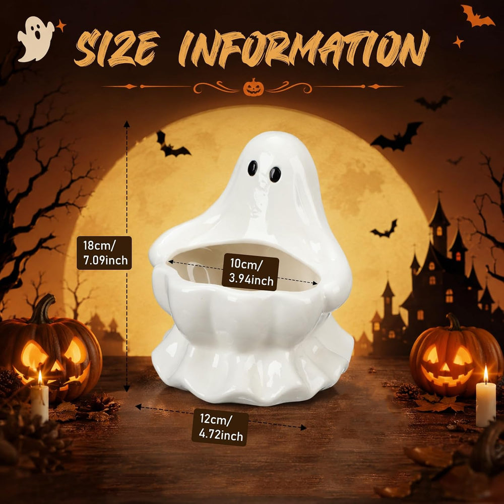 Meanplan Halloween Ghost Candy Bowl White Ceramic Ghost Candy Dish