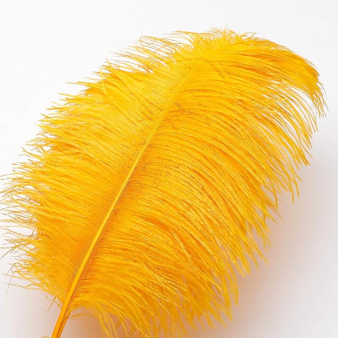 Ballinger Gold Large Ostrich Feathers - 12Pcs 14-16inch Large Feathers for Vase,Wedding Party Centerpieces and Christmas Home Decor
