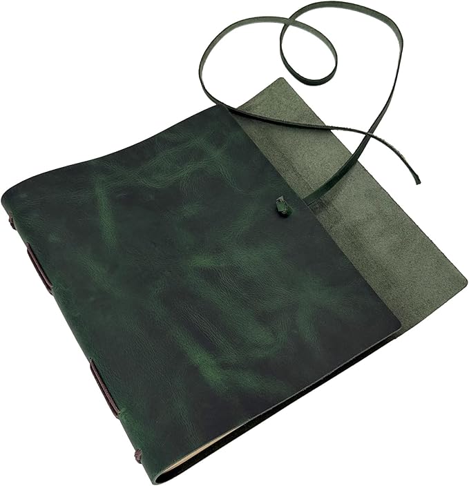 Large Notebook Journal - Genuine Leather Journals for Writing A4 Size Diary 8x10 Inch, Notepad For Women and Man, Gifts,Work,Travel Dark Green