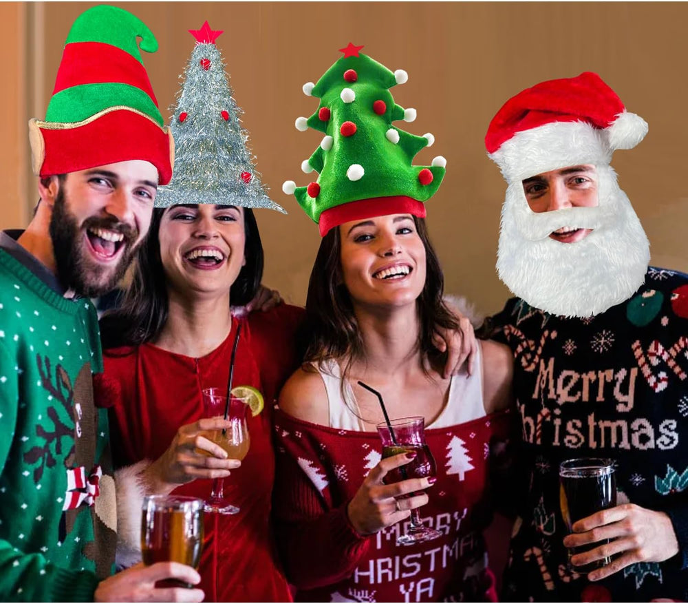 12 Assorted Funny Christmas Hats Santa Elf Hat for Adult Teen
