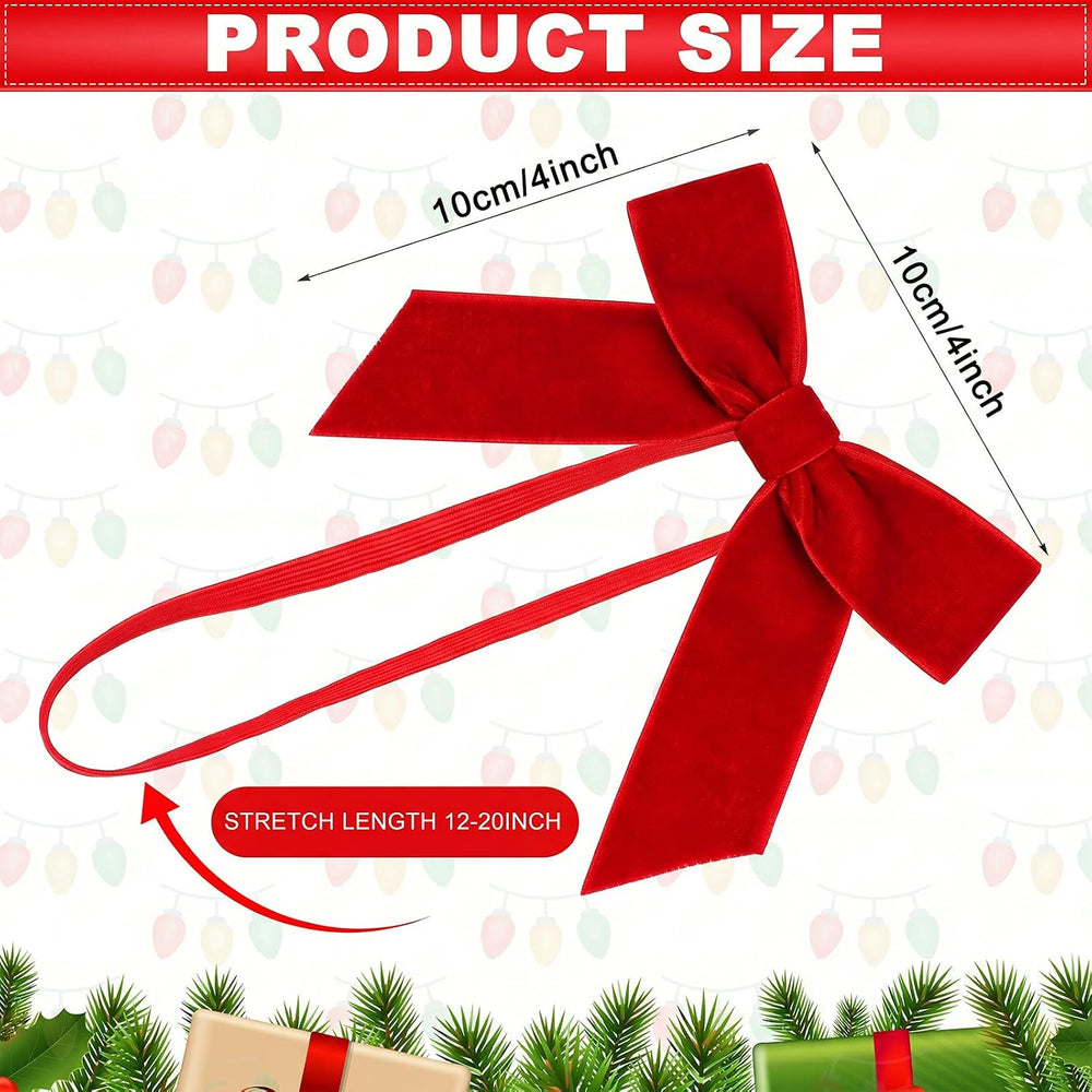 60 Pcs Christmas Assorted Elastic Bow, Elegant Style, Velvet