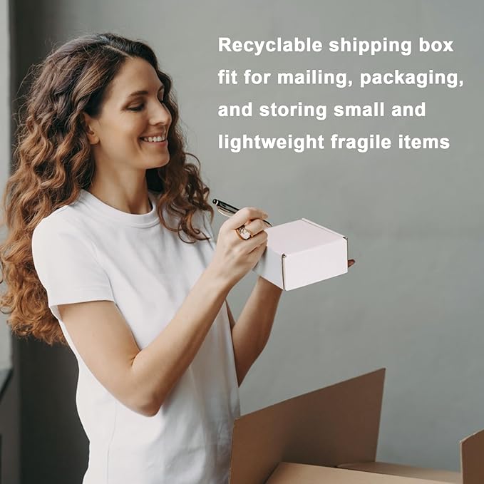 MEBRUDY 4x4x2 Inches Shipping Boxes Pack of 100, Small Corrugated Cardboard Box for Mailing Mailer Packing, White
