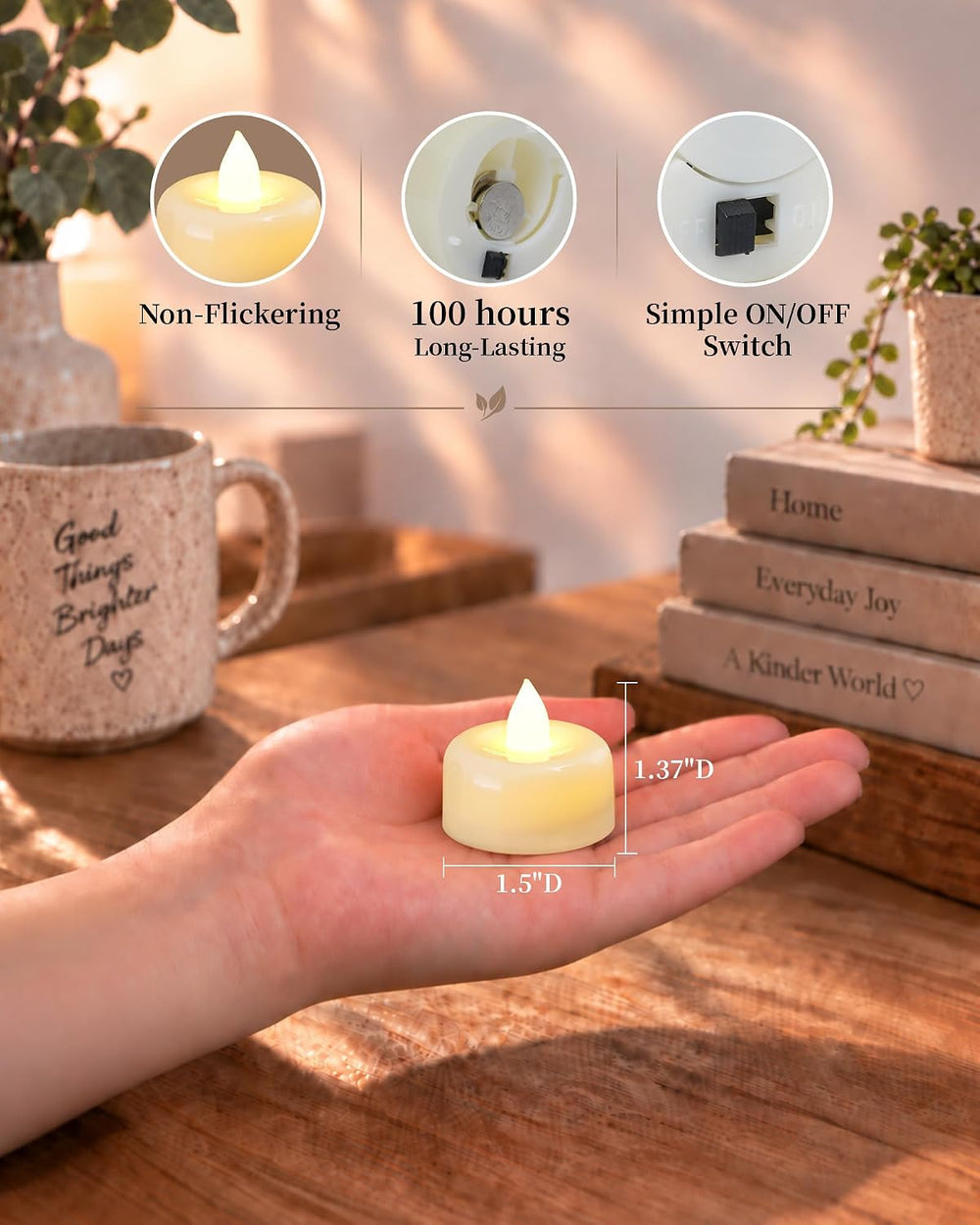 Amagic 150Pack Fake LED Tea Lights Candles Battery Operated, Warm White