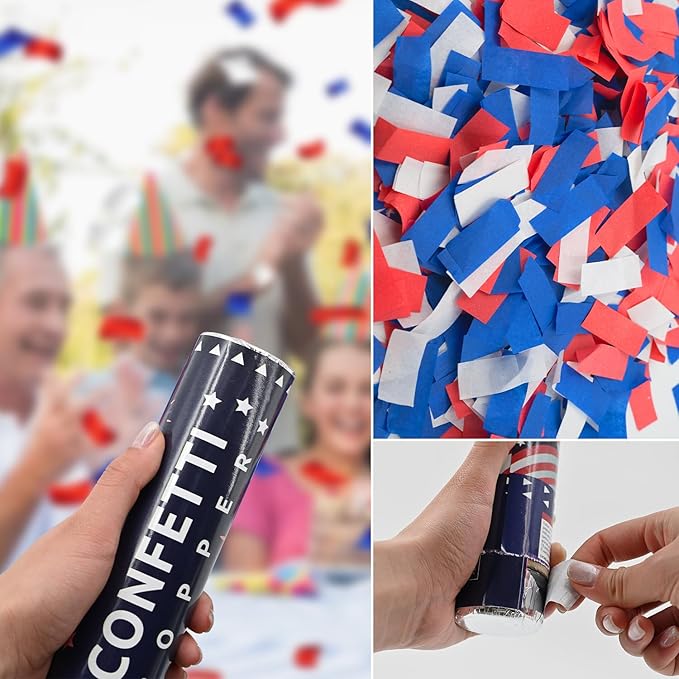 Confetti Cannon 12 Pack Multicolor Biodegradable Confetti Popper Party Confetti Shooters 12 Inch Confetti Popper Cannons Confetti Poppers for Wedding Birthday Graduation New Years Eve Celebration
