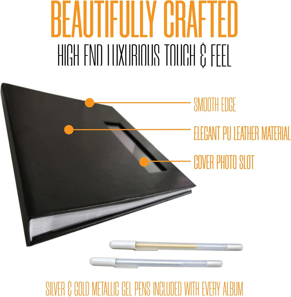 2x6 Photo Strip Album, Black Cover White Pages, 2 Gel Pens