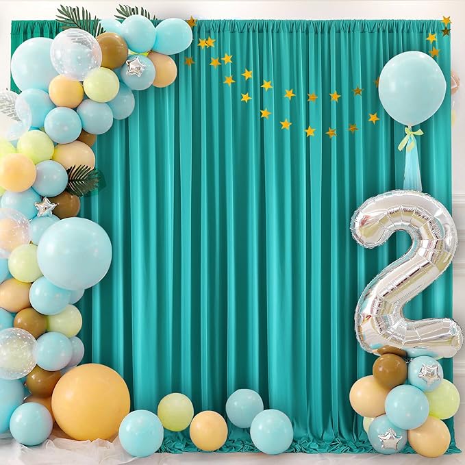 10 ft x 40 ft WWrinkle Free Turquoise Backdrop Curtain for Parties, Thick Polyester Teal Photo Backdrop Drapes,8 Panels 5ft x 10ft for Baby Shower Wedding Engagement Birthday Mermaid Party