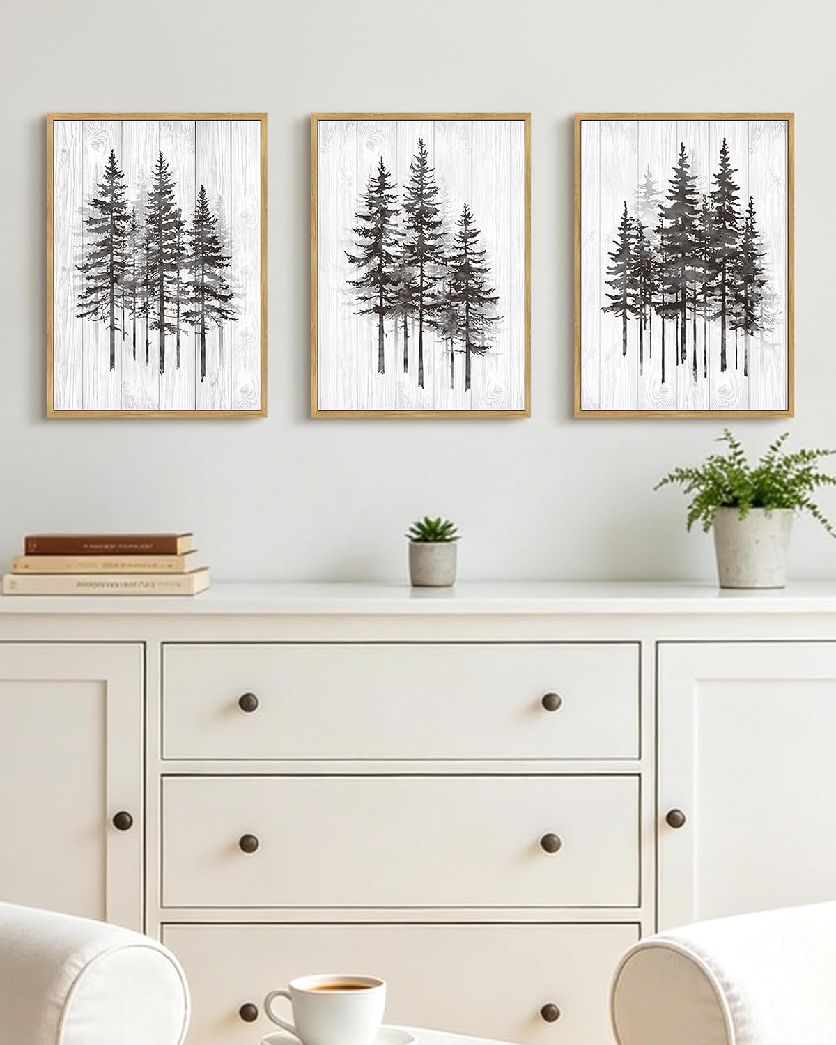 kuvioke pine tree framed wall art modern nature on a desk or shelf