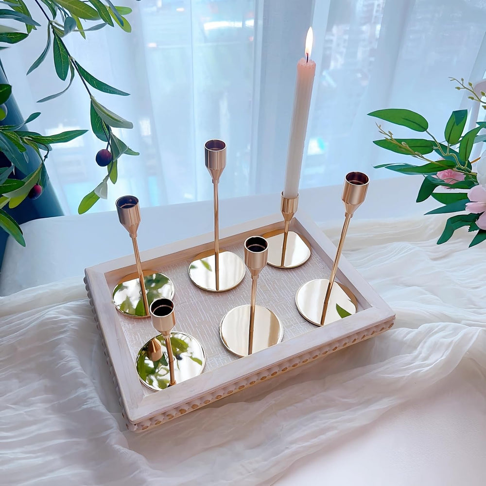 Gold Candlestick Holders, Metal Taper Candle Holders, Bulk Set of 15