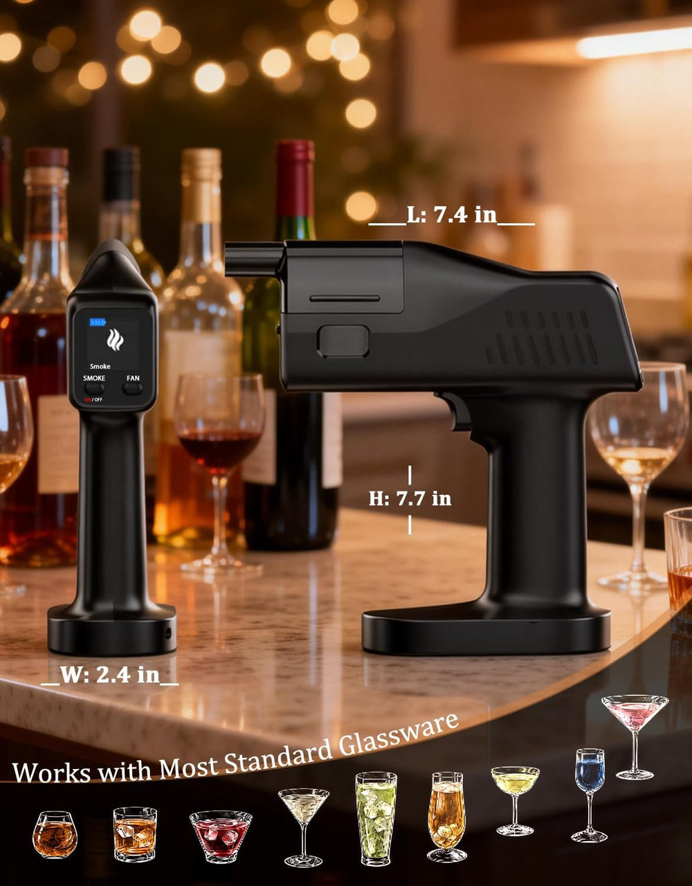 Cocktail Bubble Smoke Gun for Drinks - Creates Aromatic Smoke Bubbles
