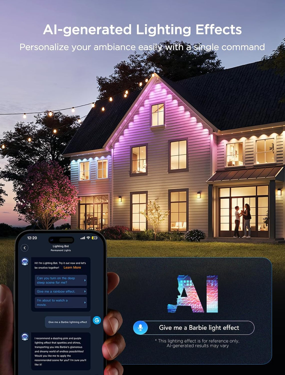 Govee Permanent Outdoor Lights 2, 50ft RGBIC Outdoor Lights with 100 Modes