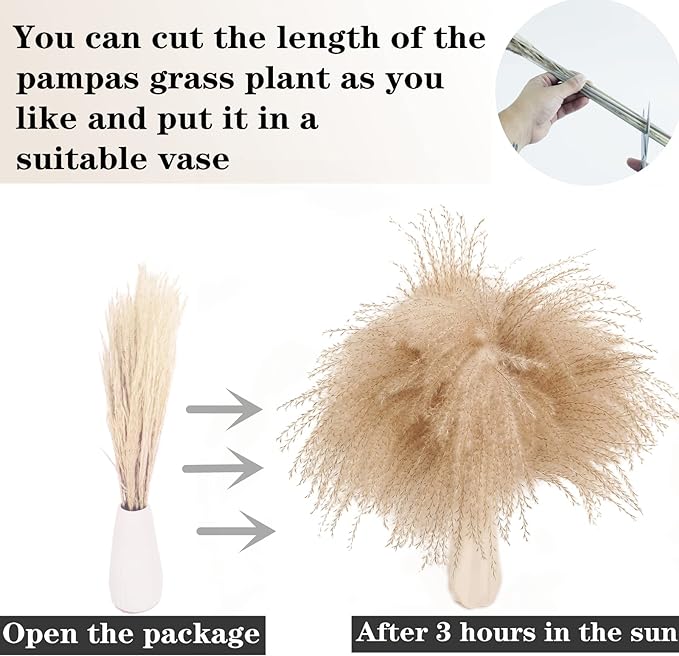 300 PCS Dried Flower Bouquet – Pampas Grass, Floral Decor for Home, Wedding, and Boho Style | Perfect for Vases, Fall, Spring, Summer, and Winter Arrangements