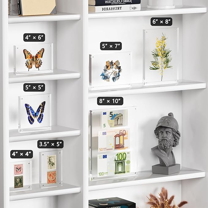 5x7 Acrylic Picture Frame 1 Pack, Clear Freestanding Double Sided Frameless Magnetic Photo Frames, Desktop Display Decor Gift