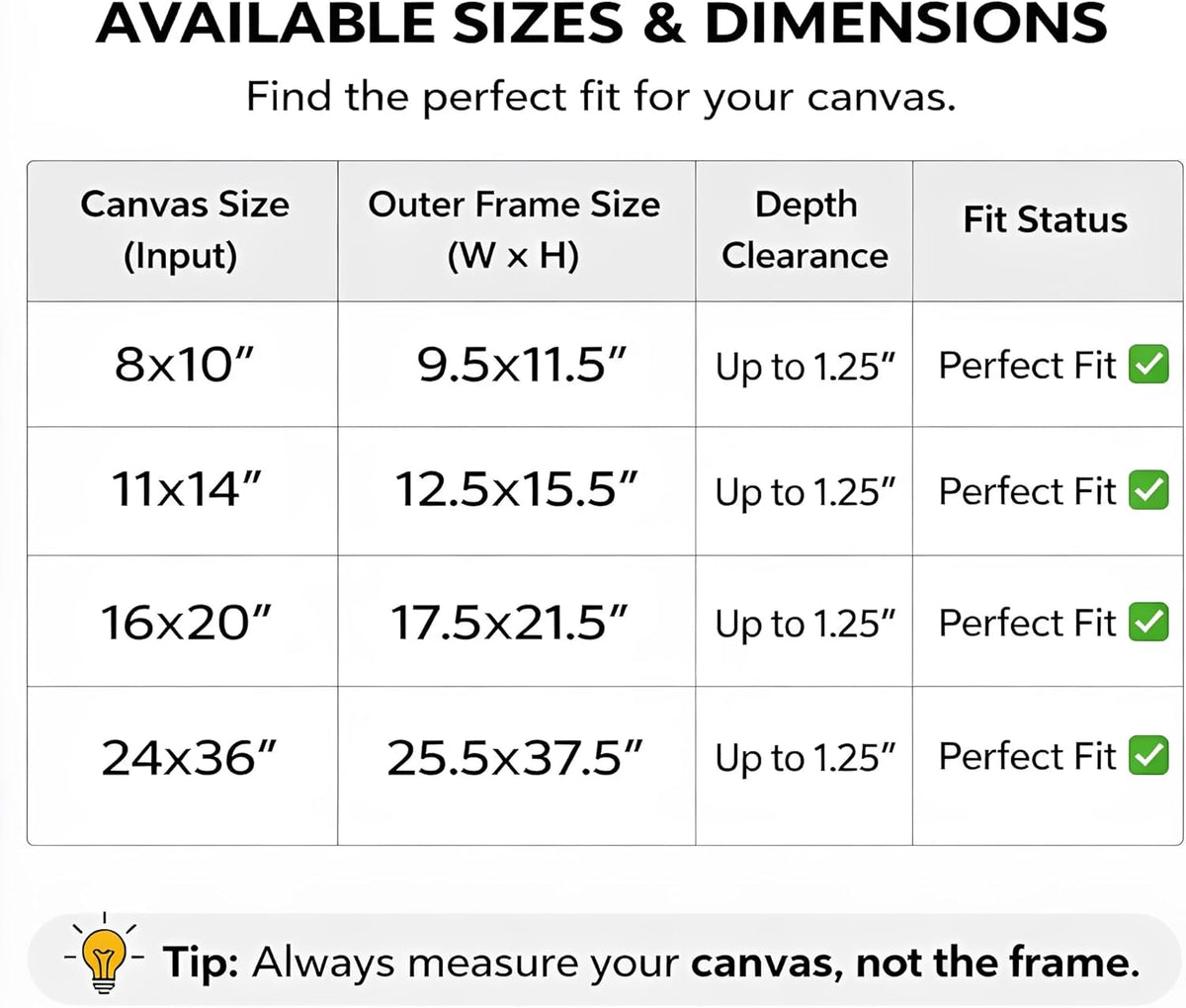 24x30 light brown canvas floater frame for stretched on a desk or shelf