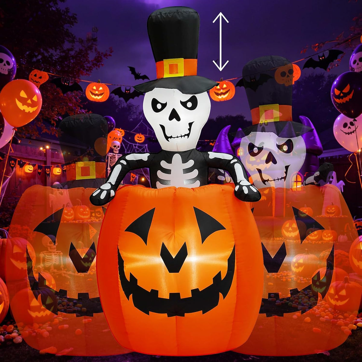 5.5ft animated pop up halloween inflatables outdoor pumpkin shown in use