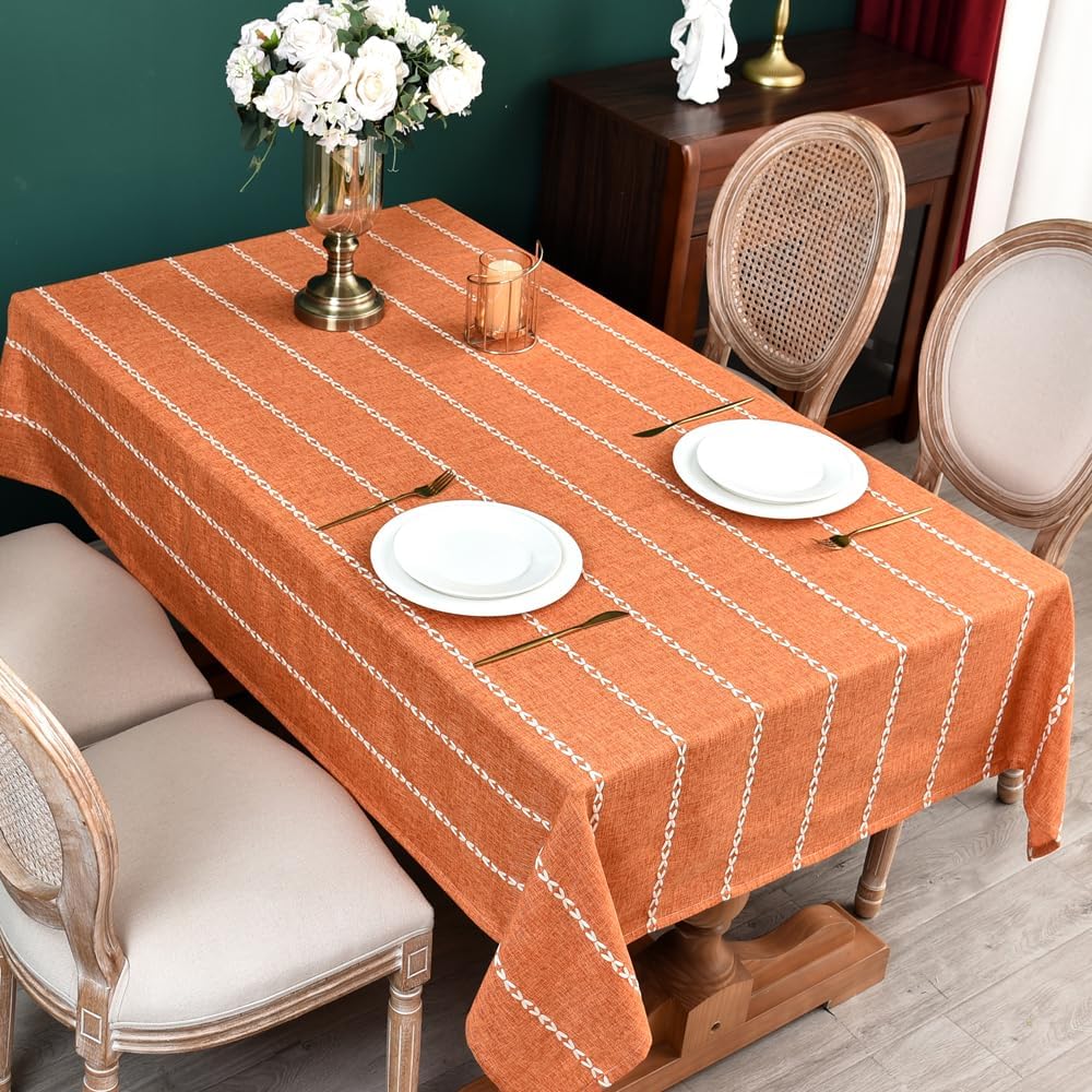Zobesta Orange Tablecloths Rectangular 98x53 Inch Fall Table Cloth Linen