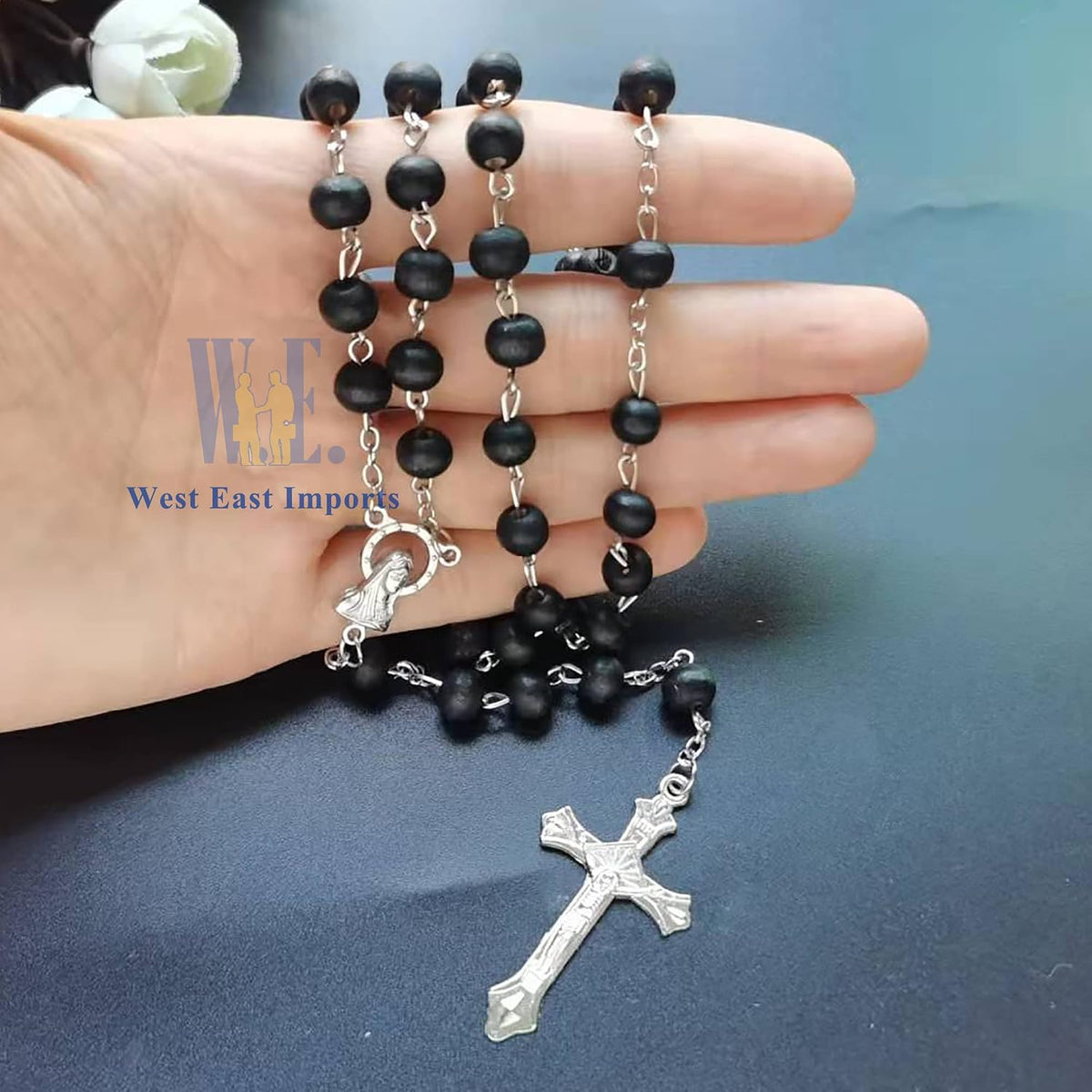 memorial rosary gift bulk (12 pcs) black scented, side view