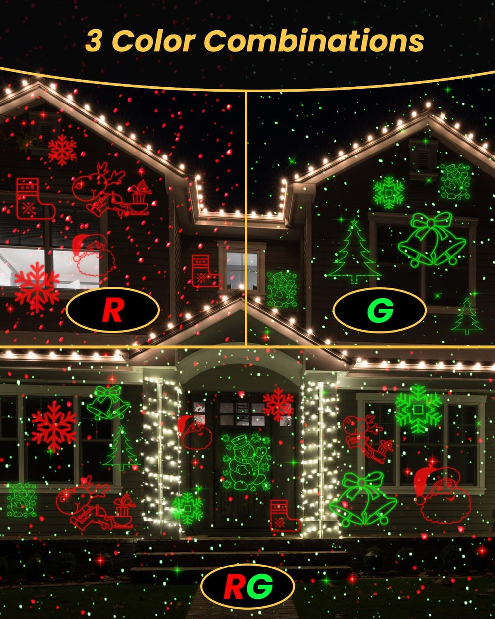 Enjoyedled Christmas Projector Lights Outdoor with 9 HD Xmas Patterns Black