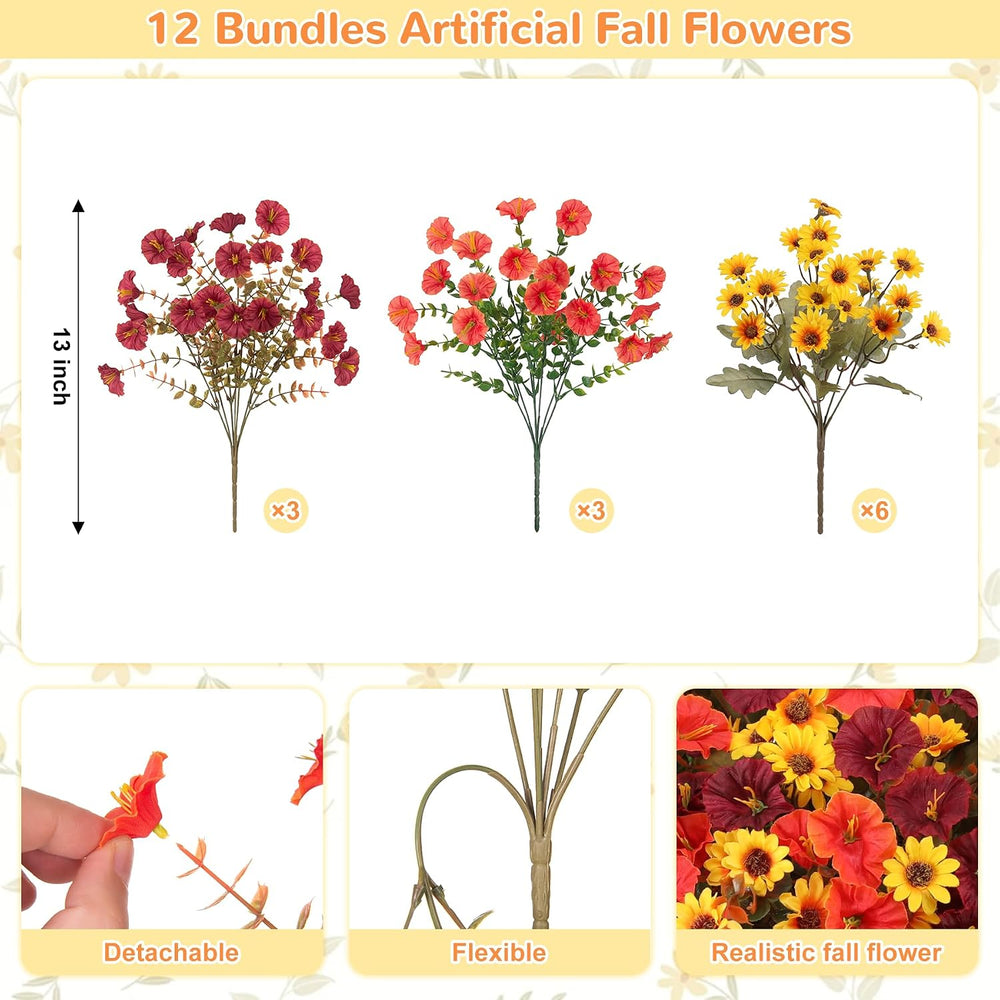 Artificial Flowers for Outdoors Faux Petunias Plants UV Resistant