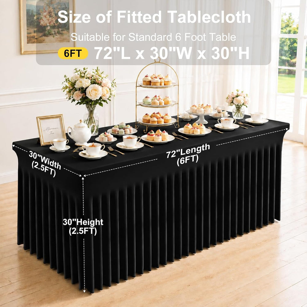 Smiry 2 Pack Spandex Elastic Fitted Table Cloth Skirt for 6FT Table