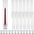 Glass Hurricane Candle Holders – 12 Clear Cylinder Covers & 12 Taper Candlestick Holders, 2.6" D x 13.8" H Windproof Candle Holders for Wedding, Patio Table, Outdoor Christmas Party Décor (12) (12 Pack)