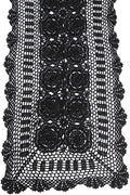 KEPSWET Cotton Handmade Crochet Lace Table Runner Black Rectangle Coffee Table Dresser Decor (14x60 inch)