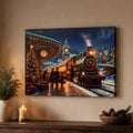 Christmas Lighted Canvas Wall Art, North Pole Train Decor, 24x18 in